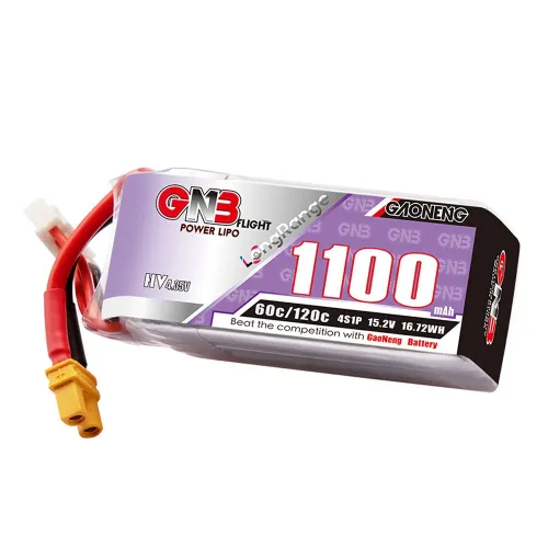 Gaoneng GNB 15.2V 1100mAh 60C 4S LiPo Battery XT30 / XT60 Plug for SpeedyBee BEE25 GEPRC Cinebot30 HD 4S Geprc Tern LR40 RC Drone FPV Racing