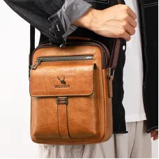 WEIXIER PU Leather Men's Messenger Bag Trend Retro Business Men's Shoulder Bag Waterproof Carry-on Bag Crossbody Bag Men's Backpack