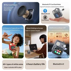 MONSTER S350 bluetooth V6.0 Speaker Mini Portable Speaker with HD Touch Screen 1.75-inch Speaker Support TF Card Playback Built-in 60+ White Noise Voices Sleep Assistance Outdoors Subwoofer Speakers