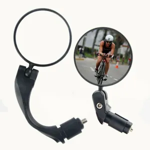 2pcs Bicycle Rear View Mirror Adjustable 360 Rotatable Convex Lens 360 Rotatable Handlebar Safety Mirror For MTB And Road Bike Reflector