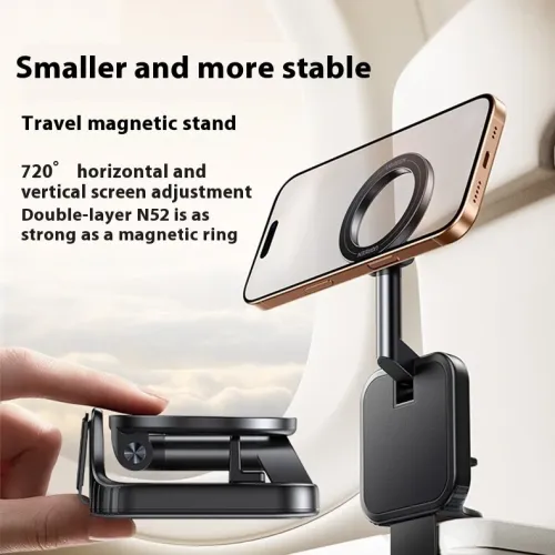 Ugreen LP899 Mobille Phone Magnetic Stand Clamp-on Travelling Holder Double-layer Strong Magnetic Ring Design 720 Horizontal and Vertical Screen Adjustment Mini Foldable Desktop Phone Bracket