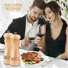 6 Inch Salt and Pepper Grinder Set Pepper Mill Hand Fresh Grind Seasoning Bottle Ceramic Core Solid Wood Pepper Grinder