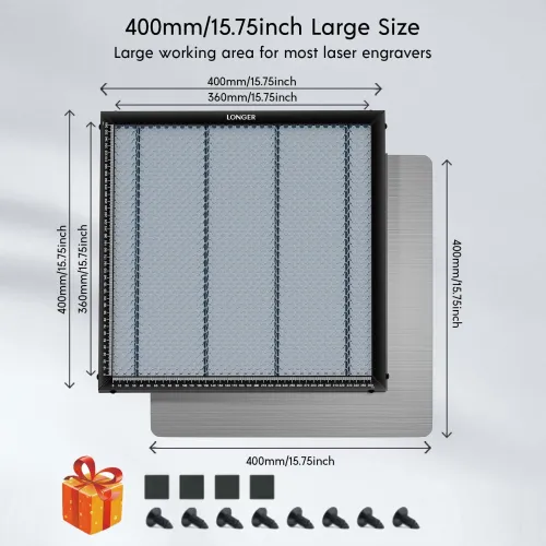 EU/US DirectLONGER 400mm*400mm Laser Bed Honeycomb Working Table High-strength Steel Plate Laser Engraver Accessory for Wood Acrylic