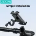 USAMS ZJ082 2-in-1 Full Coverage Cycling Phone Holder Shockproof Reinforced Clamp Stand 360 Rotation Single Hand Operation Fits for 4.7-7.2 Inch Phones Universal Bike Motorcycle Mount
