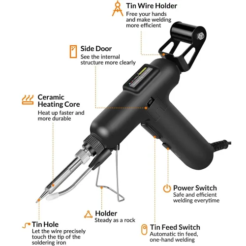 80W Automatic Soldering Iron Kit 110V 220V with Ceramic Heater Quick Heating Solder Gun for Electronics Repair and DIY Projects