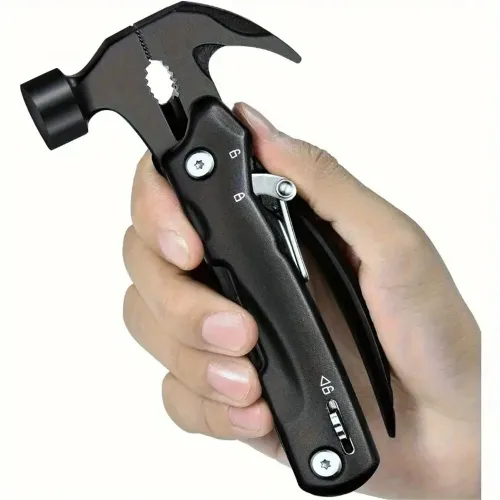 IPRee Multi-Functional Claw Hammer Sheep Horn Hammer, Convenient Camping Combination Small Tool, Stainless Steel Pliersfor Outdoor and DIY Use