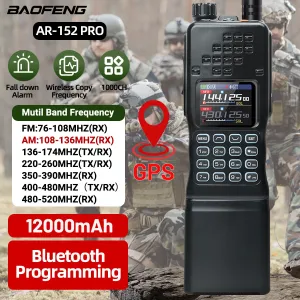 BAOFENG AR-152 PRO 10W GPS Walkie Talkie Long Range Bluetooth Programming 10W Tri-power Multi Band 12000mAh Tactical 1000CH Two Way Ham Radio