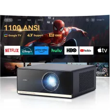 [Netfilx & Google TV Certified]Wanbo X5 Pro 1080P LCD Projector 1100 ANSI Lumens Google TV Integration Auto Focus Keystone Correction 4K Supported Dual Band WiFi 2+16G Built-in Dual 5W HiFi Speakers Home Theater Cinema