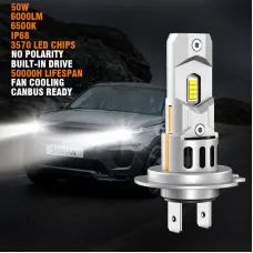 SEALIGHT 2PCS X3S H7 LED Car Headlight 6000LM Car Front Light Hi Low Beam 6500K LED Headlight Bulbs  Turbo Fan Cooling