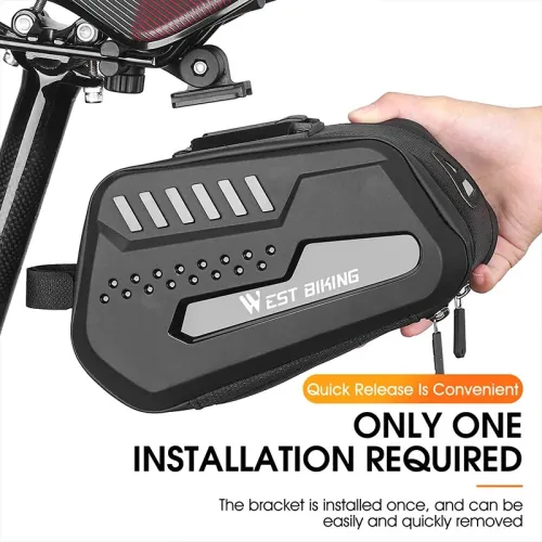 WESBIKING 2.7L Large Capacity Waterproof Bike Bag Hard Shell MTB Road Bike Under Seat Tool Bag Quick Release Saddlebags Bike Accessories