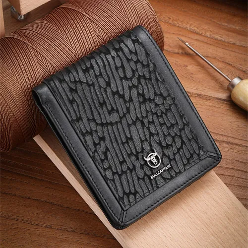 BULLCAPTAIN Men's Genuine Leather Wallet Business Casual Cash Clip Multifunctional RFID Antimagnetic Multi-Card Slot Coin Purse