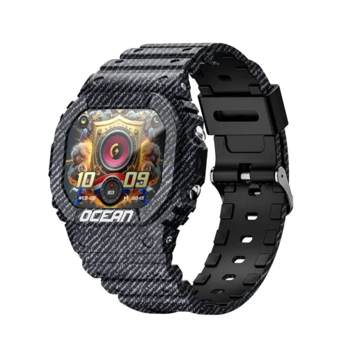 LOKMAT OCEAN 1.75-inch HD Screen Built-in LED Flashlight Compass AI Voice Assistant 30M Waterproof bluetooth Call Heart Rate Blood Oxygen Monitor Sleep Monitoring Respiratory Training Multi-sport Modes Smart Watch