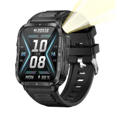 Senbono KT79 1.96inch HD Screen IPX8-3ATM Waterproof SOS Flashlight bluetooth Call Heart Rate Blood Pressure Blood Oxygen Monitor Sleep Monitoring Women's Health Multi-sport Modes Music Playback Smart Watch