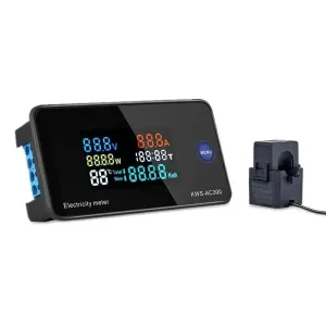 KEWEISI AC 50~300V 20A/100A Digital Electricity Meter Voltmeter Ammeter With CT Power Current Voltage Temperature Measurement