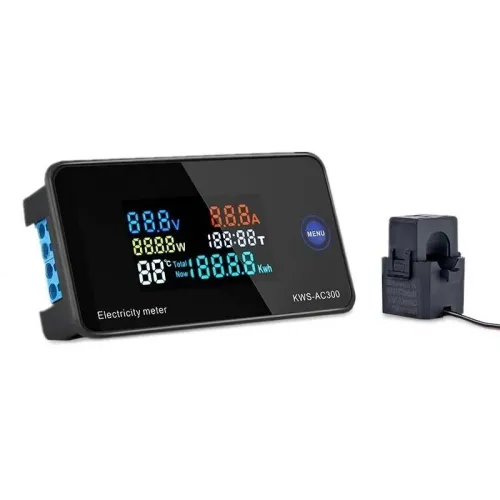 KEWEISI AC 50~300V 20A/100A Digital Electricity Meter Voltmeter Ammeter With CT Power Current Voltage Temperature Measurement