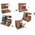 Multifunctional Desktop Charging Mobile Phone Holder Wooden Phone Storage Stand Key Holder Wallet Stand Watch Organizer