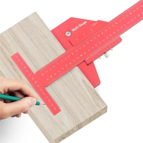 210mm/280mm Woodworking Scriber Marking Measuring Gauge T Ruler Aluminum Alloy Metric/Inch Scale for Carpentry and Woodworking