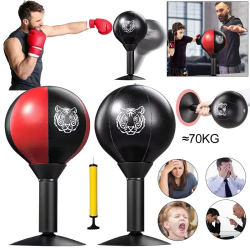 KALOAAdult Boxing Training Bag Leather Desktop Speed Ball Wall-Mounted Strong Cup Kids Fitness Training Equipmen