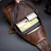 BULLCAPTAIN Men Genuine Leather Chest Bag Multi-pockets Compartment Fashion Casual Shoulder Backpack for Travel