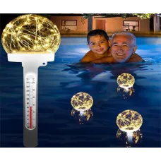 Solar Powered Floating Pool Thermometer Easy to Read Night Display Waterproof High Accuracy LED Colored Light for Perfect Ambiance and Accurate Temperature Reading Ideal for Swimming Pool Hot Tub Pond