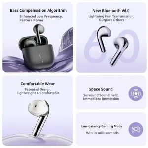 Edifier Lolli Air TWS Earbuds Wireless bluetooth V6.0 Earphone 13.6mm Large Driver Bass Spatial Sound AI Call Noise Cancelling 30H Playback Low Delay Half-in-ear Comfort Earphones