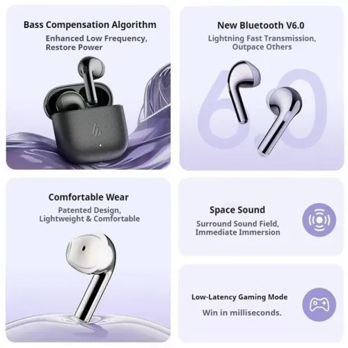 Edifier Lolli Air TWS Earbuds Wireless bluetooth V6.0 Earphone 13.6mm Large Driver Bass Spatial Sound AI Call Noise Cancelling 30H Playback Low Delay Half-in-ear Comfort Earphones