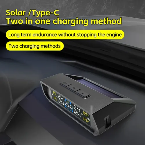 Solar Tire Pressure Monitoring System In-Car Ambient Temperature Detection Four Tire Pressure