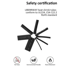 650pcs Heat Shrink Tubing Black Ratio 2:1 Insulation Protection Flame Retardant Heat Shrink Sleeving Wrap Car Electrical Cable Wire Kit Set in a Clear Plastic Box 8 Size