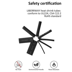 650pcs Heat Shrink Tubing Black Ratio 2:1 Insulation Protection Flame Retardant Heat Shrink Sleeving Wrap Car Electrical Cable Wire Kit Set in a Clear Plastic Box 8 Size