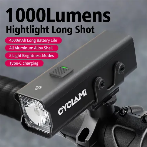 CYCLAMB1000LM Highlight Bike Headlight 4500mAH 5 Gears Modes Lamp Type-Charging Bicycle Front Light for Outdoor Night Cycling Safety