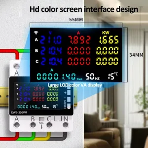 Tuya Wifi Power Energy Meter AC Monitor AC 85-290V 80A 3 Phase 4-wire DIN Rail Over Under Voltage Protector Electricity Meter