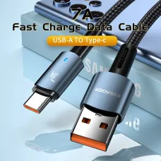 ESSAGER 7A USB-A to Type-C Cable QC VOOC IQOO SCP AFC Fast Charging Data Transmission Copper Core LIne 0.5M/1M/2M/3M Long for Huawei P50 for Xiaomi Mi12 for OPPO Reno9 for HonorX40 GT