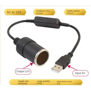 5V 2A USB To 12V Car Connection Cable Socket USB Male to Female Car Connection Cable Adapter Converter Fo Electronic Driving Recorder