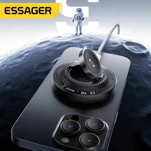 ESSAGER ES-WC20 2-in-1 Magnetic Wireless Charger 15W Fast Wireless Charging Pad for Smart Phones for iPhone 16 16 Pro 15 14 13 Pro Max for Xiaomi 15 Ultra for Huawei Pura X for Samsung Galaxy S25 Ultra for Apple Watch