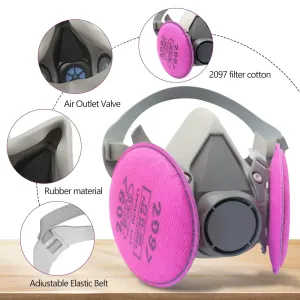 Respirator Mask 2097 Filters Set Dust Mask Silicone Material Adjustable Fit Air Purification for Carpentry Paint Dust Fumes Grinding Welding Chemicals