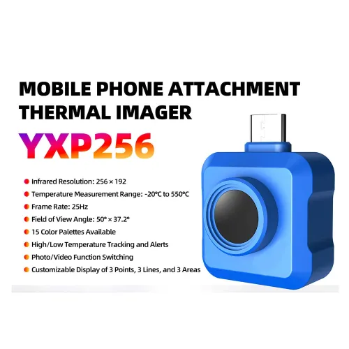 256x192px Phone Thermal Imager for Android High Precision Resolution Temperature Range -20C to 550C Infrared Sensor Autofocus 15 Color Palettes for Pipeline ,Circuit board inspection,etc.