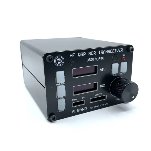 USDX SDR Transceiver All Mode 8 Band HF Ham Radio QRP CW Transceiver Built-in ATU-100 Antenna Tuner Dual OLED Screen Display