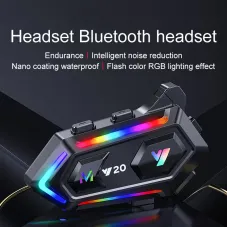 Y20 Motorcycle Helmet Bluetooth Headset 5.3 Bluetooth Headset IPX6 Waterproof with RGB Colorful Lights Split Installation Connect to AI Voice Assistant