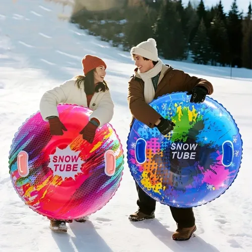 95cm Thickened Skiing Tube Cold-resistant Snow Mat Inflatable Snow Tube Anti-rollover Dsign for Winter Outdoor Use in the Slopes