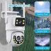 6MP WiFi IP Camera icsee App Dual Lens Outdoor IP66 Waterproof Pan Tilt Audio Night Vision Human Detection Cloud Storage