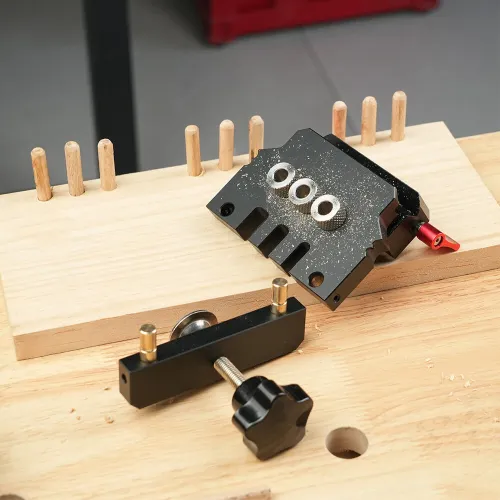 GANWEI Self-Centering Doweling Jig Kit with 9 Drill Guide Bushings and 3 Drill Bits Adjustable Width Dowel Jig for Straight Holes