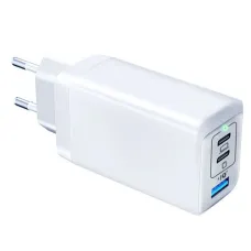 [GaN Tech] 65W 3-Port USB PD Charger USB-A+2USB-C PD3.0 QC4.0 3.0 AFC FCP SCP MTK Fast Charging Wall Charger Adapter EU Plug for iPhone 16 16 Pro 15 14 13 Pro Max for HUAWEI for SAMSUNG for OPPO