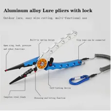 ZANLURFishing Pliers Line Cutter Split Ring Multi-Purpose Cutter With Coiled Lanyard Buckle Tool For Outdoor Saltwater Freshwater Fishing