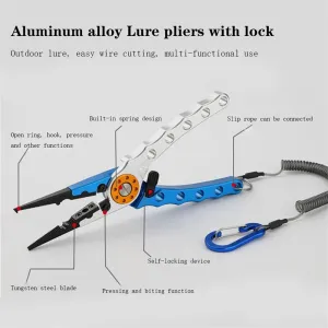 ZANLURFishing Pliers Line Cutter Split Ring Multi-Purpose Cutter With Coiled Lanyard Buckle Tool For Outdoor Saltwater Freshwater Fishing