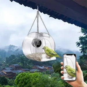 ZANLURSmart Identify Bird Feeder Camera 1080P HVideo Recording Outdoor Hanging Real-time Monitoring Bird Feeder WiFi Connection Pet Feeding Cage