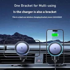 UGreen W525 Magnetic Car Phone Holder Car Air Vent Wireless Mobile Phone Charger Stand 360 Rotary Aluminum Alloy Mount Bracket for iPhone 16 16 Pro 15 14 13 Pro Max for Huawei Mate XT for Xiaomi 15pro for Samsung Galaxy Z Flip6