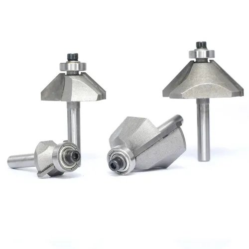 4PCS 45 Degree Chamfer Router Bit Set 1/4" Shank Carbide Tipped 1/4" 1/2" 3/4" 7/8" Bevel Length for Edge Forming Woodworking Tool