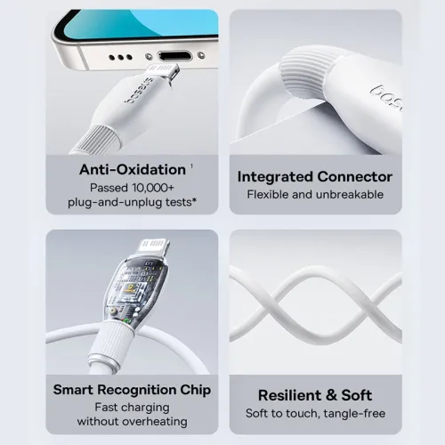 Baseus Ultra-Fast 2.4A USB-A to iP Cable Fast Charging Data Transmission Copper Core Line 1M/2M Long for iPhone 14 14Pro 13 12 Pro Max
