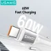 USAMS SJ756 PD60W Type-C to Type-C Cable PD QC FCP AFC Fast Charging Data Transmission Tinned Copper Core Line 1.2M Long for iPhone 17 17Pro 16 Pro Max 15 for SAMSUNG Galaxy Z Fold7 for HUAWEI Mate XTs