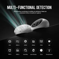 High Accuracy 10 in 1 PortableAir Quality Monitor CO2 TVOC HCHO PM2.5 PM1.0 PM10 AQI Alarm Temperature Humidity Display Dual Chip Air Quality Tester Indoor